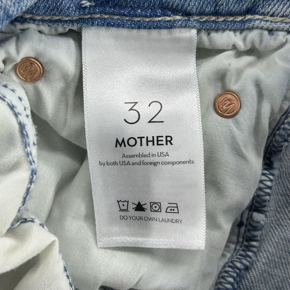 Mother Superior High Waisted Rider Skimp Jeans Women Sz 32 Light Blue Distressed - Picture 6 of 13